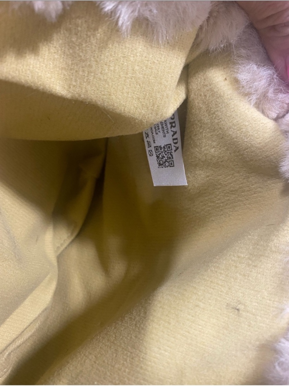 Prada GWP /VIP Cream Faux Fur Plush Vertical-Panel Tote with Tan Straps - Picture 4 of 5